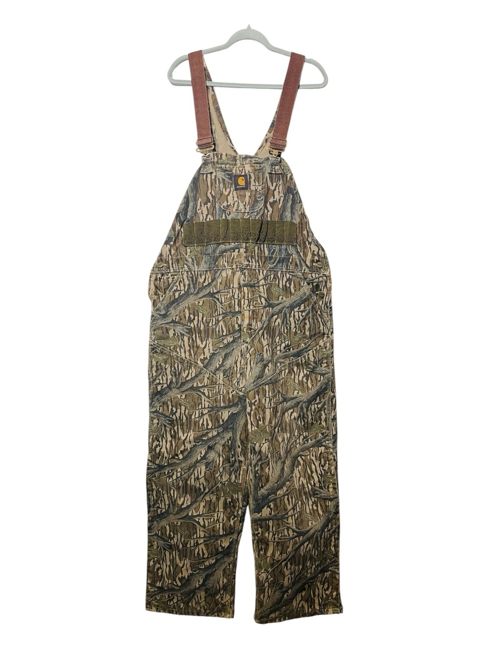 Vintage Carhartt Mossy Oak Treestand Camo Quilt Lined Overalls 42x30 Shell Loops